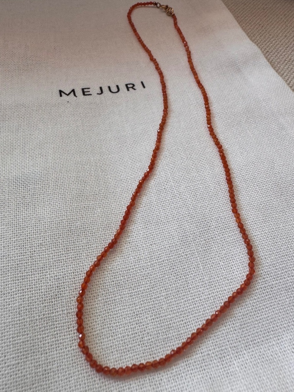 Mejuri Carmen Beaded Necklace | Carnelian | 18K Gold Vermeil | Box & Pouch